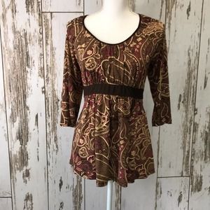 Two Hearts Maternity Tunic Brown/Tan Size Small